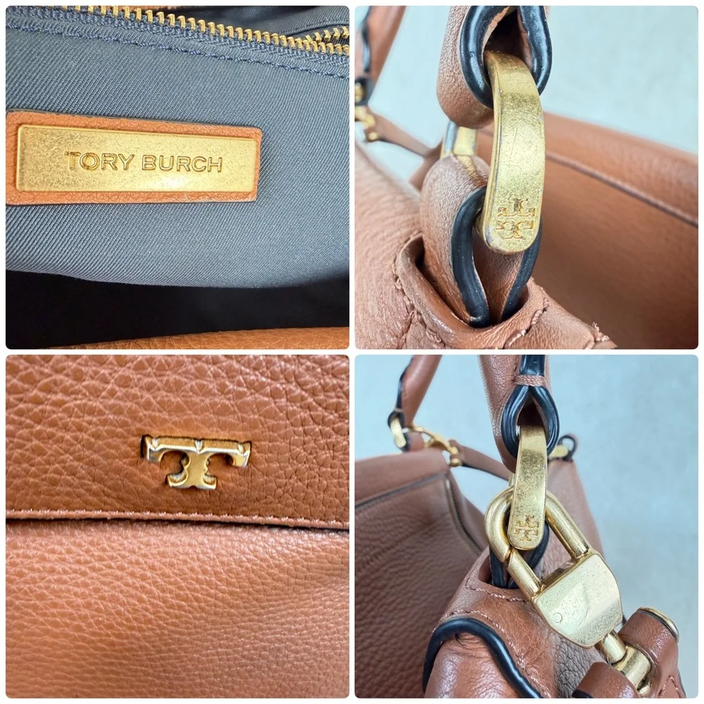 Tory Burch Brown Leather Half-Moon Top Handle Satchel Crossbody Bag - Picture 15 of 15